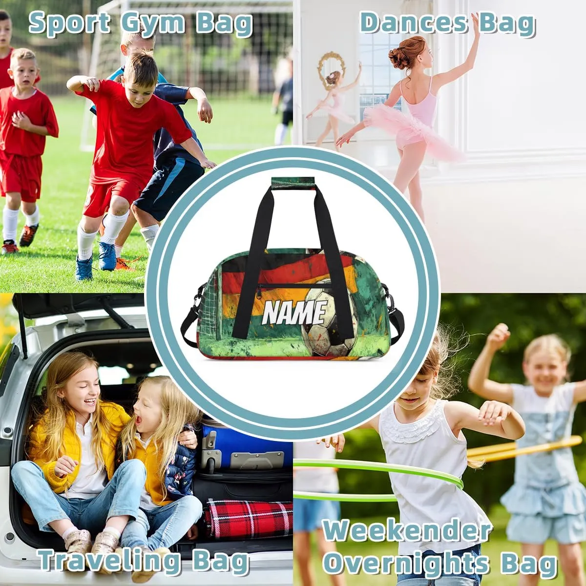 Personalized Custom Gym Bag for Women Men Carry on Soccer Game Travel Duffel Tote Sports Theme Overnight Workout Weekender Bag