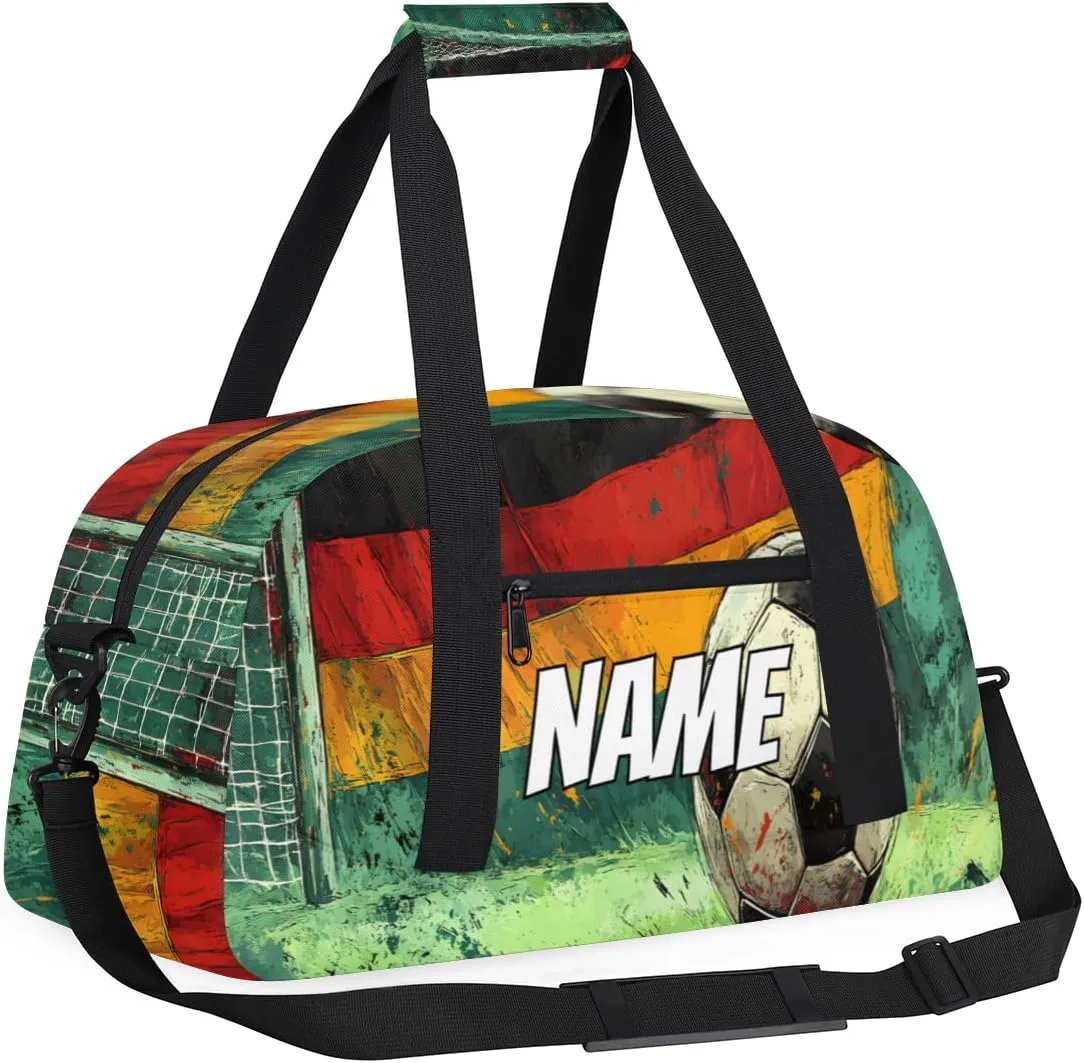 Personalized Custom Gym Bag for Women Men Carry on Soccer Game Travel Duffel Tote Sports Theme Overnight Workout Weekender Bag