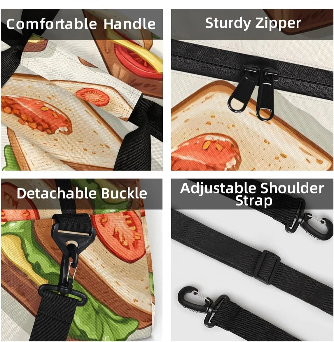 Personalized Custom Gym Bag for Women Men Carry on Vegetable Sandwiches Travel Duffel Tote Cartoon Cheese Overnight Workout Weekender Bag