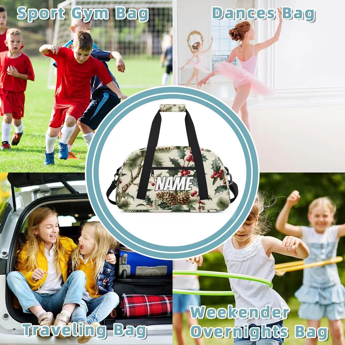 Personalized Custom Gym Bag for Women Men Carry on Vintage Pines Travel Duffel Tote Christmas Leave Overnight Workout Weekender Bag