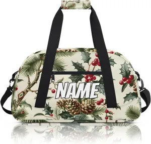 Personalized Custom Gym Bag for Women Men Carry on Vintage Pines Travel Duffel Tote Christmas Leave Overnight Workout Weekender Bag