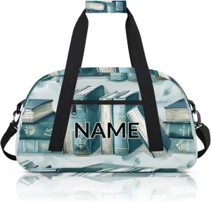 Personalized Custom Library Bookshelf Gym Bag for Women Men Carry on Travel Duffel Tote Retro Old Overnight Workout Weekender Bag