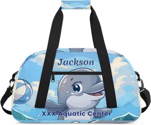 Personalized Cute Whale Gym Duffel Bags for Kids Boys with Custom Name Sport Training Travel Bags for Overnight Weekender