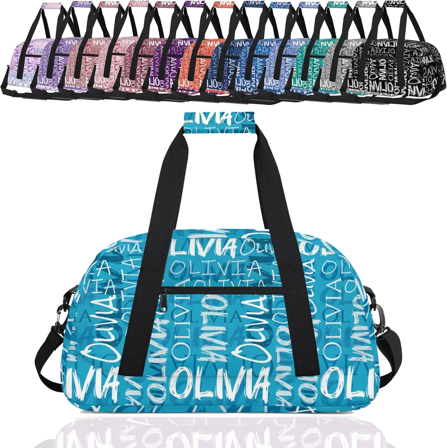 Personalized Dance Bag Cheerleading Bag for Girl Gifts, Overnight Duffel Bags Cheerleader for Kids Personalized Sport Gym Bag, Gymnastics Duffel Bag - Colorful Names