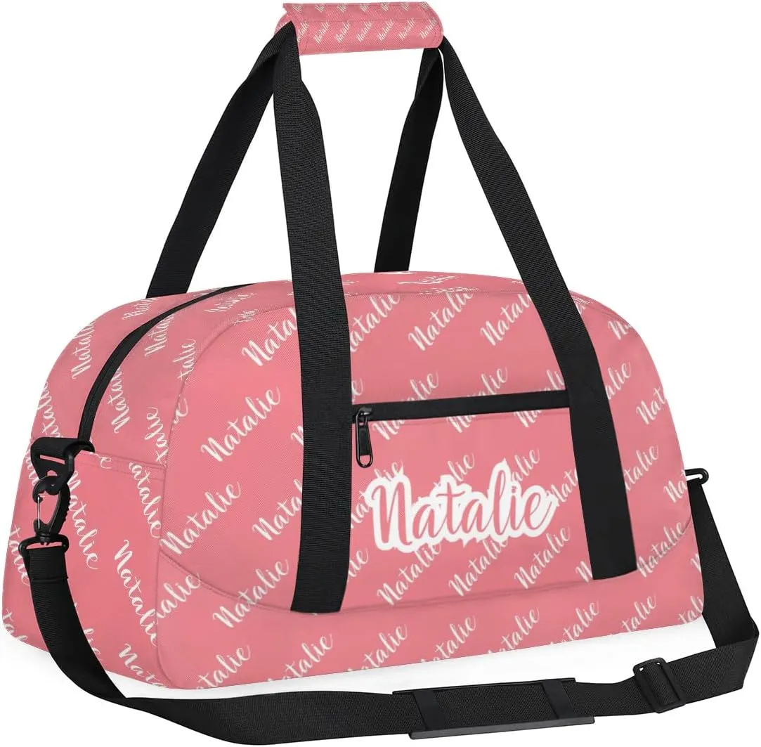 Personalized Dance Bag Duffel Bag for Girl & Boy, Custom Sport Gym Bag Ballet Bag Weekender Bags Travel Bag Name Light Red