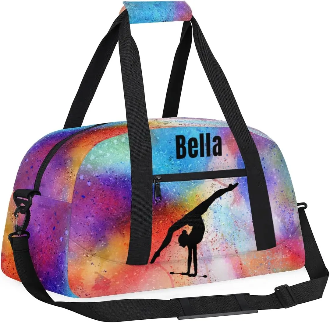Personalized Dance Bag Gym Bag for Girl,Custom Sport Duffel Bag Weekender Bags Travel Duffel Bag Gymnastics (Multicolor 5), Option 12