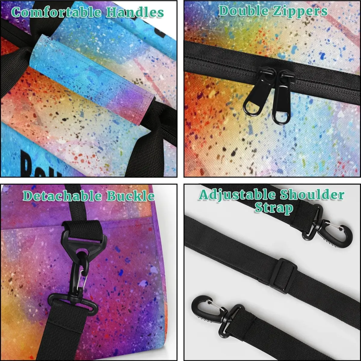 Personalized Dance Bag Gym Bag for Girl,Custom Sport Duffel Bag Weekender Bags Travel Duffel Bag Gymnastics (Multicolor 5), Option 12