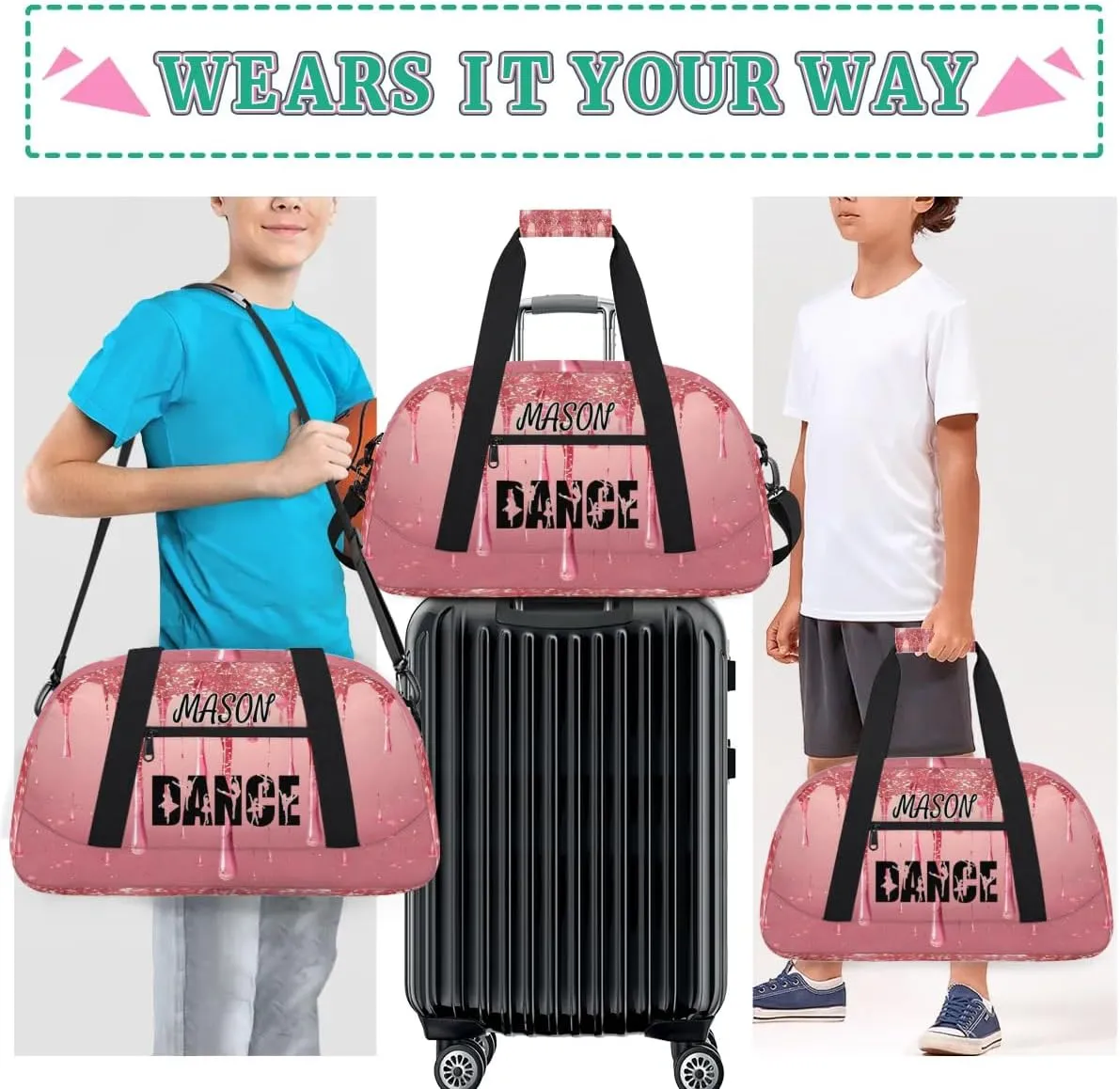 Personalized Dance Bag Gym Bag for Women, Custom Sport Duffel Bag Overnight Weekender Bags Travel Duffel Bag, Fluid
