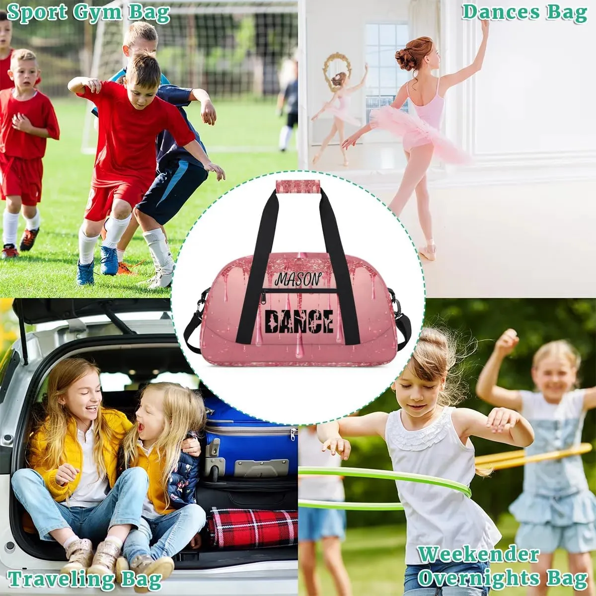 Personalized Dance Bag Gym Bag for Women, Custom Sport Duffel Bag Overnight Weekender Bags Travel Duffel Bag, Fluid