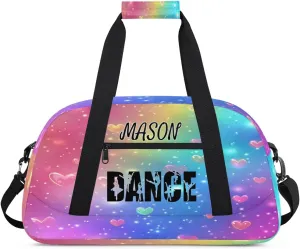 Personalized Dance Bag Gym Bag for Women, Custom Sport Duffel Bag Overnight Weekender Bags Travel Duffel Bags, Love Glitter