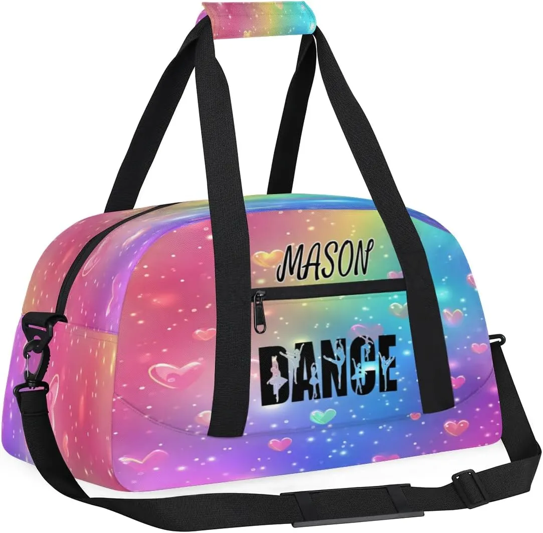 Personalized Dance Bag Gym Bag for Women, Custom Sport Duffel Bag Overnight Weekender Bags Travel Duffel Bags, Love Glitter