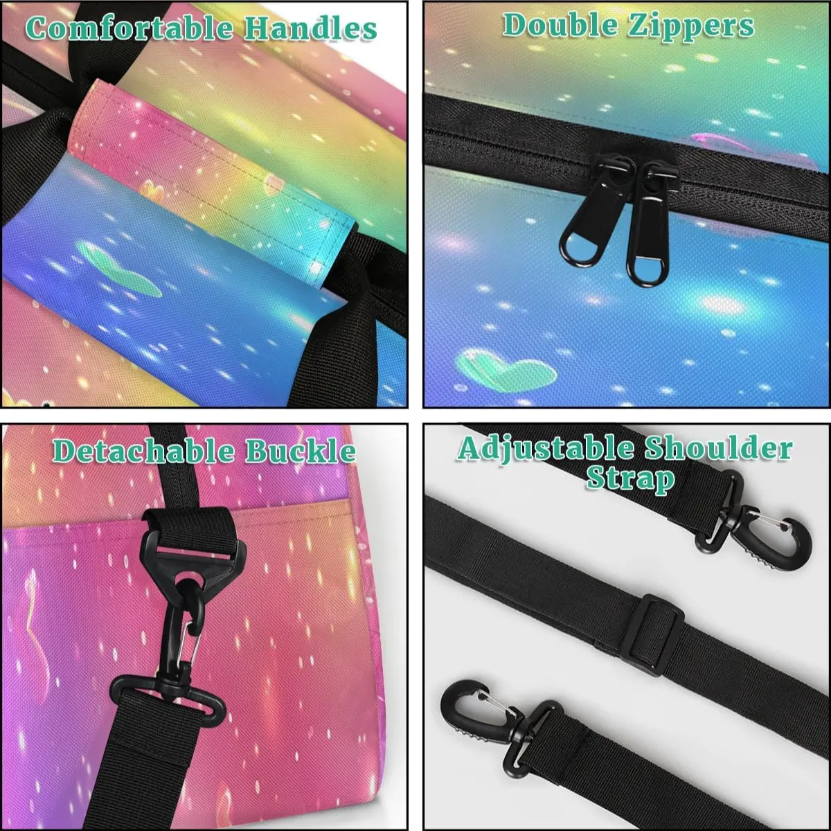 Personalized Dance Bag Gym Bag for Women, Custom Sport Duffel Bag Overnight Weekender Bags Travel Duffel Bags, Love Glitter