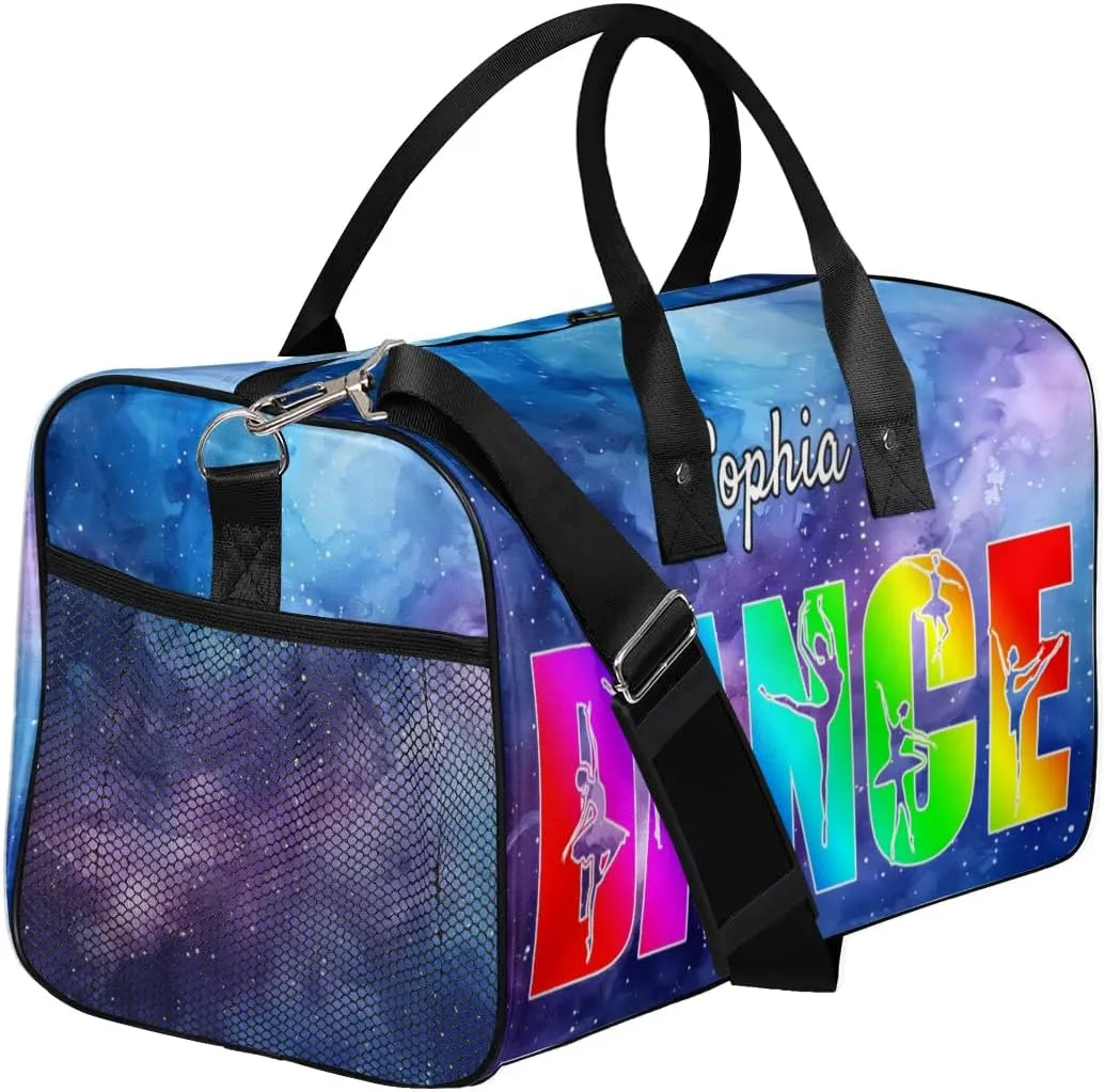 Personalized Dance Bag Gym Bags, Custom Neme Dance Ballet Sports Duffel Bags Weekender Bags Custom Travel Duffel Bag Bag Purple Starry Sky