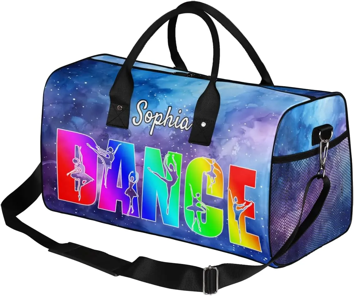 Personalized Dance Bag Gym Bags, Custom Neme Dance Ballet Sports Duffel Bags Weekender Bags Custom Travel Duffel Bag Bag Purple Starry Sky
