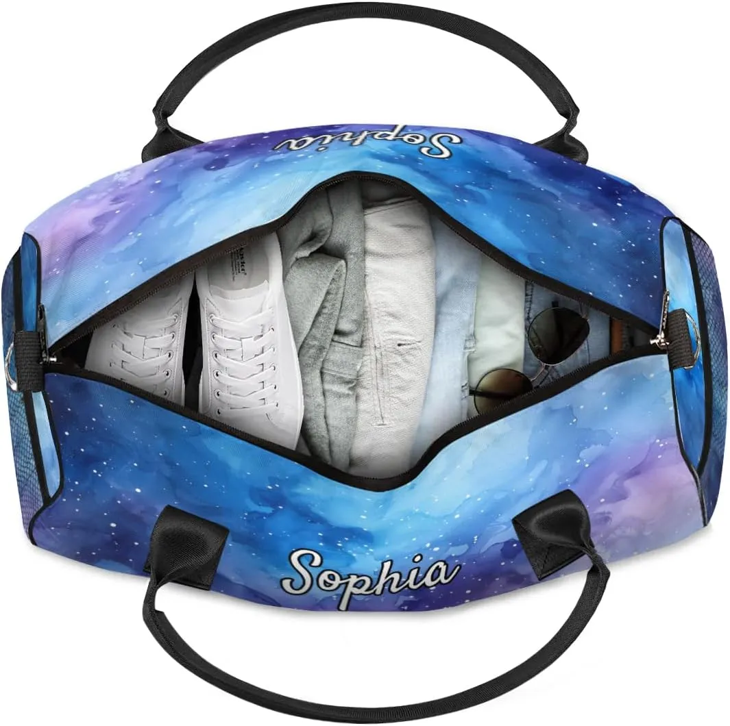 Personalized Dance Bag Gym Bags, Custom Neme Dance Ballet Sports Duffel Bags Weekender Bags Custom Travel Duffel Bag Bag Purple Starry Sky