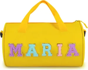 Personalized Dance Duffle for Girls - Custom Overnight Bag with Name, Toddler Ballet, Gym, Cheerleader Bag - Chenille Letter Patch