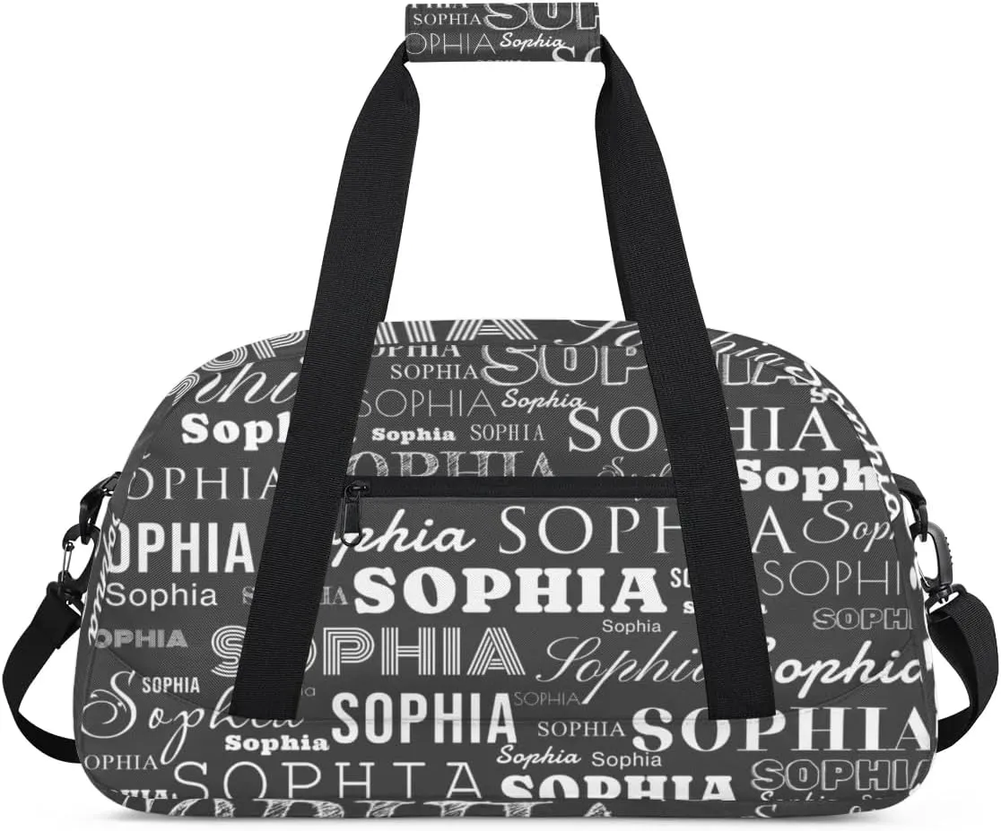 Personalized Duffel Bag Custom Dance Bag for Girls Customized Kids Gymnastics Creative Name Ballet Bag Overnighter Travel Carry on Tote Sport for Boys Backpack White Black