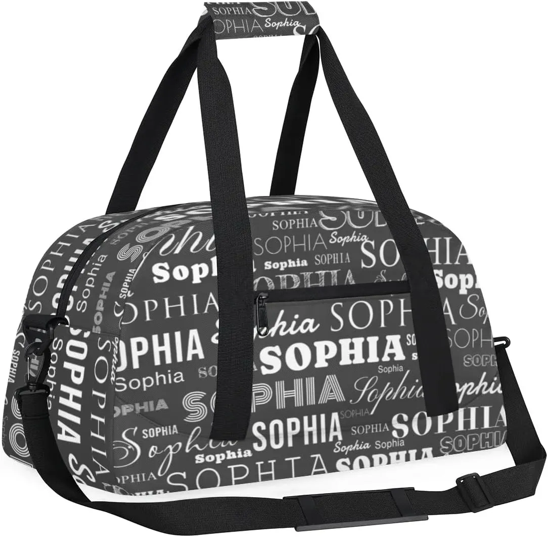 Personalized Duffel Bag Custom Dance Bag for Girls Customized Kids Gymnastics Creative Name Ballet Bag Overnighter Travel Carry on Tote Sport for Boys Backpack White Black