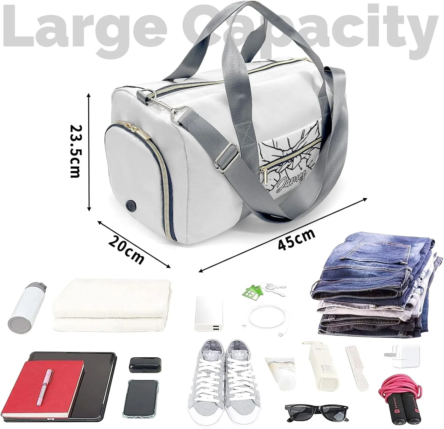 Personalized Duffel bag for Kids, Custom Small Duffle Gym Bag with Name, Sports Workout Travel Bag with Shoes Compartment, Weekender Bag, Sleepover Bag, jiujitsu, martial arts, taekwondo