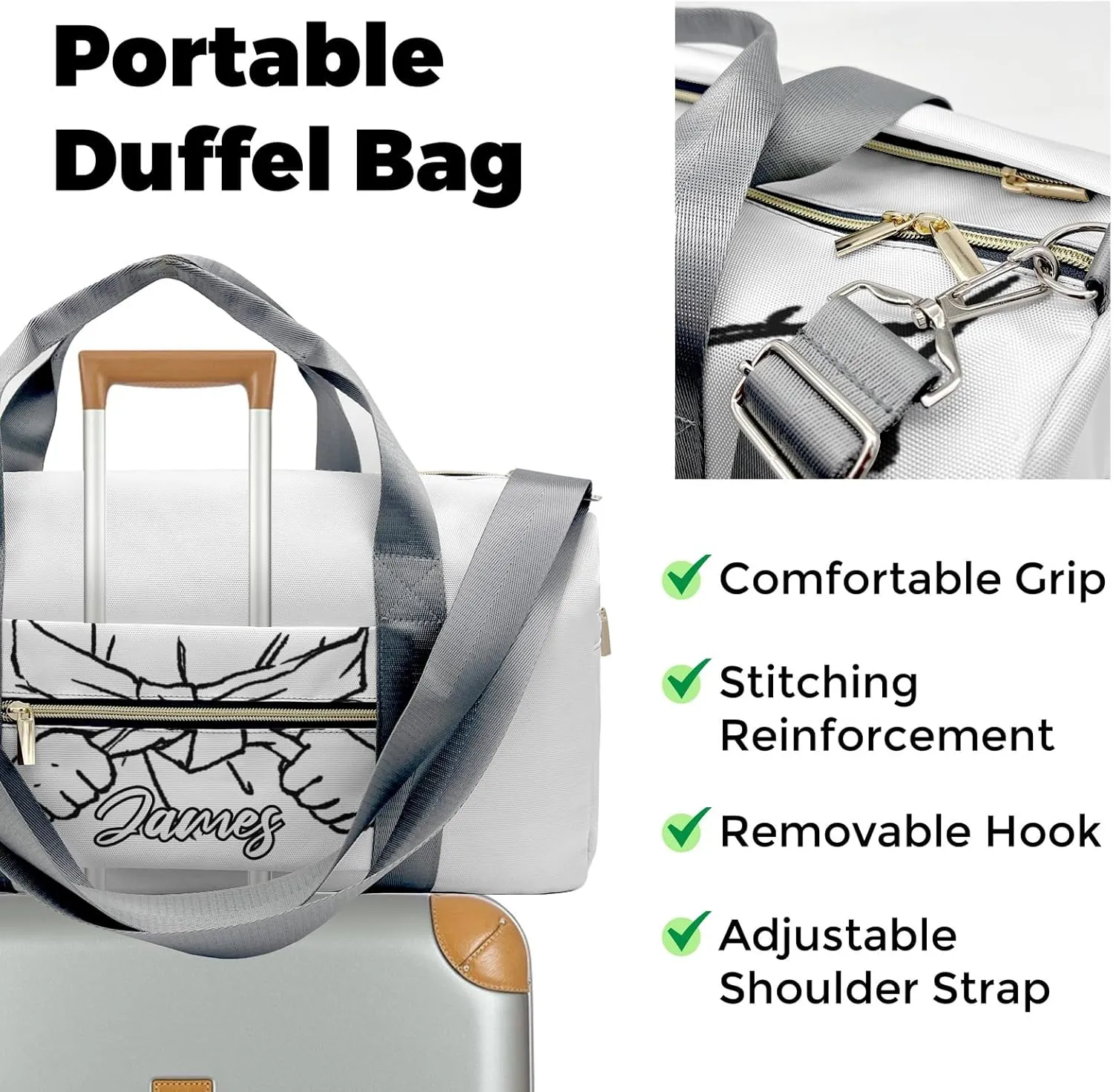 Personalized Duffel bag for Kids, Custom Small Duffle Gym Bag with Name, Sports Workout Travel Bag with Shoes Compartment, Weekender Bag, Sleepover Bag, jiujitsu, martial arts, taekwondo