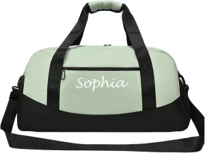 Personalized Duffel Bag Name Custom Sports Gym Bags Two Toned Travel Duffle Bag with Wet Dry Pockets & Shoe Weekend Overnight Bag for Women Men