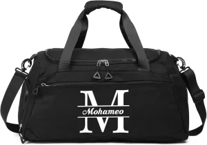 Personalized Duffel Bag with Name, Travel Duffel with Wet Pocket & Shoe Compartment, Sport Gym Bags for Women/Men, Overnight Bag for Traveling and Sports Enthusiasts (Style 1-Black)