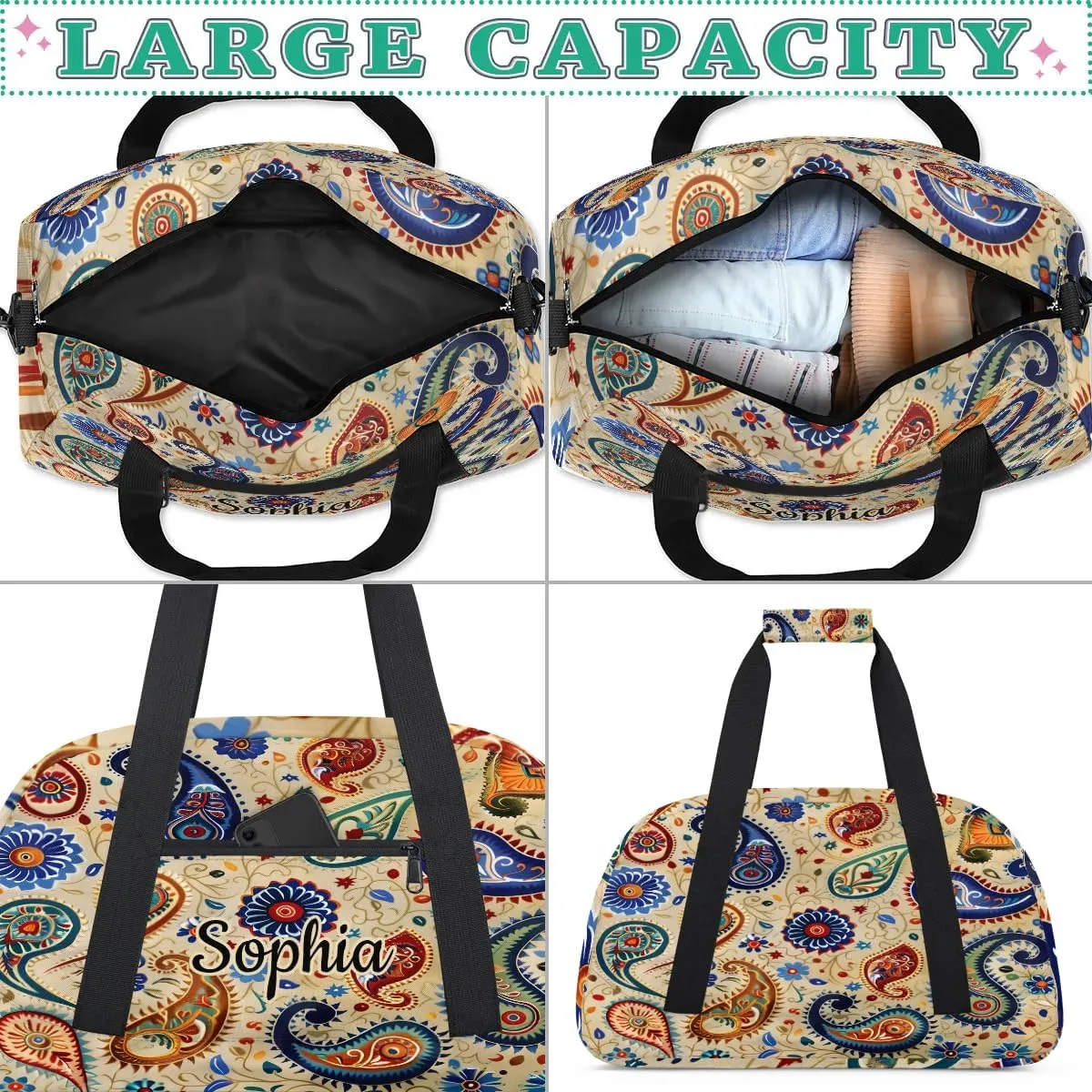 Personalized Duffel Bags for Kids Custom Gym Bag for Boys Girls Travel Tote Luggage Bags Colorful