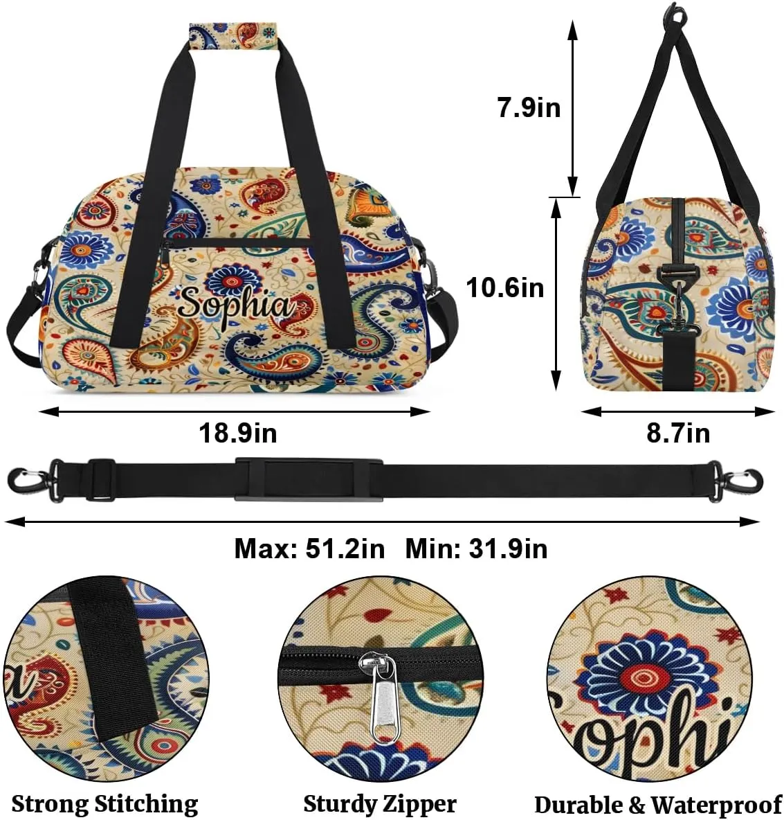 Personalized Duffel Bags for Kids Custom Gym Bag for Boys Girls Travel Tote Luggage Bags Colorful