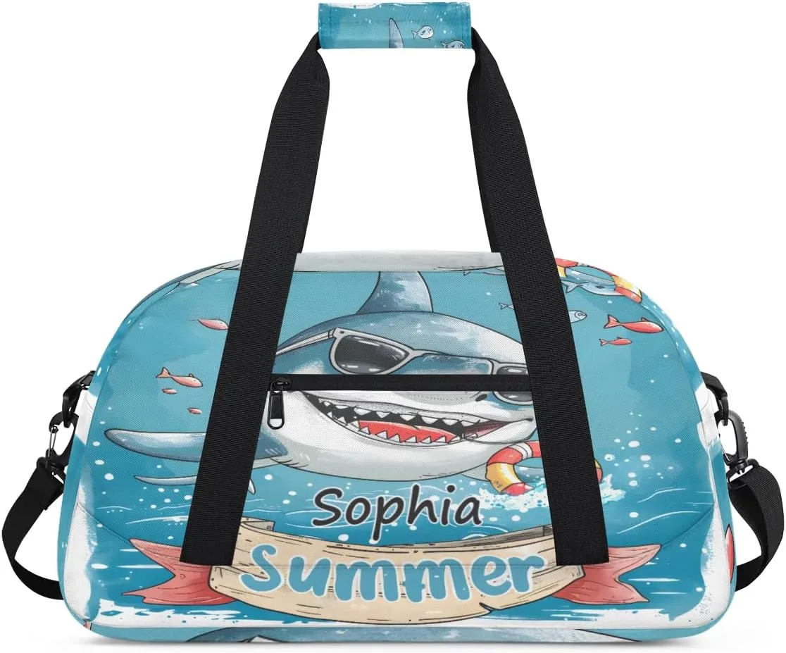 Personalized Duffel Bags for Kids Gym Bag with Name Small Dance Bag for Girls Luggage Bags for Boys Shark