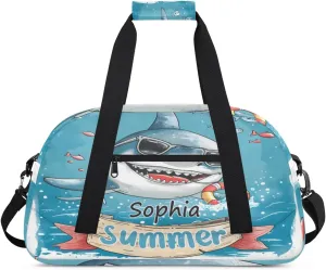 Personalized Duffel Bags for Kids Gym Bag with Name Small Dance Bag for Girls Luggage Bags for Boys Shark