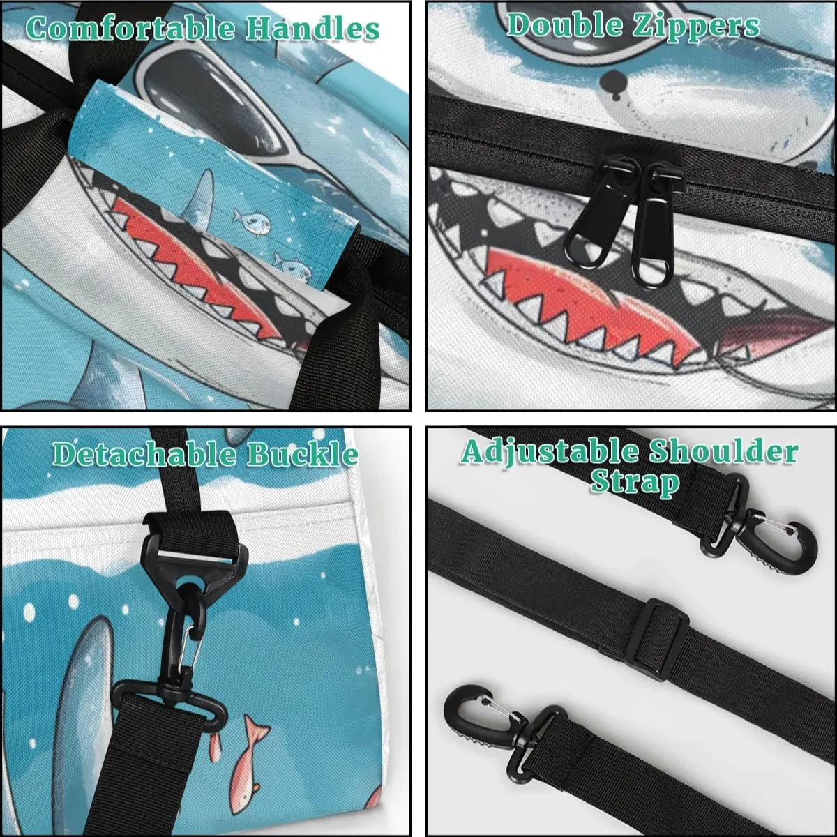Personalized Duffel Bags for Kids Gym Bag with Name Small Dance Bag for Girls Luggage Bags for Boys Shark
