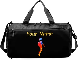 Personalized Duffle Bag with Name Photo, Custom Duffle Gym Bags with Wet Dry Pockets & Shoe for Dance Sport Travel, Personalized Gym Bag for Women Men