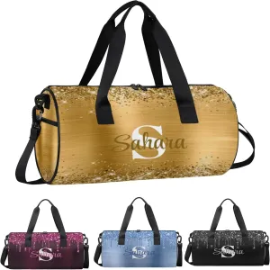 Personalized Glitter Dance Bag Duffle Bag for Girl, Custom Gymnastics Cheerleader Bag Travel Bag Sport Gym Bag Weekender Bags with Adjustable Glittery Gold Foil