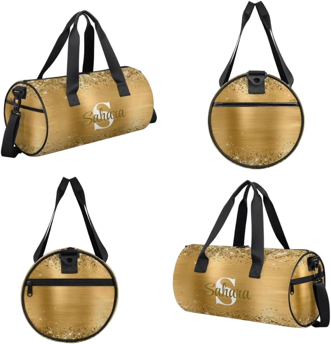 Personalized Glitter Dance Bag Duffle Bag for Girl, Custom Gymnastics Cheerleader Bag Travel Bag Sport Gym Bag Weekender Bags with Adjustable Glittery Gold Foil