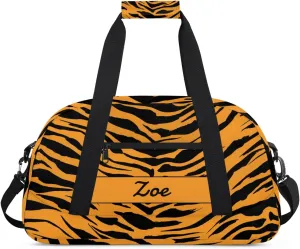 Personalized Gym Bag Duffel Bag for Girls, Custom Cheerleader Bag Overnight Bags for Travel Weekender Practice Gymnastics Yellow Tiger Print