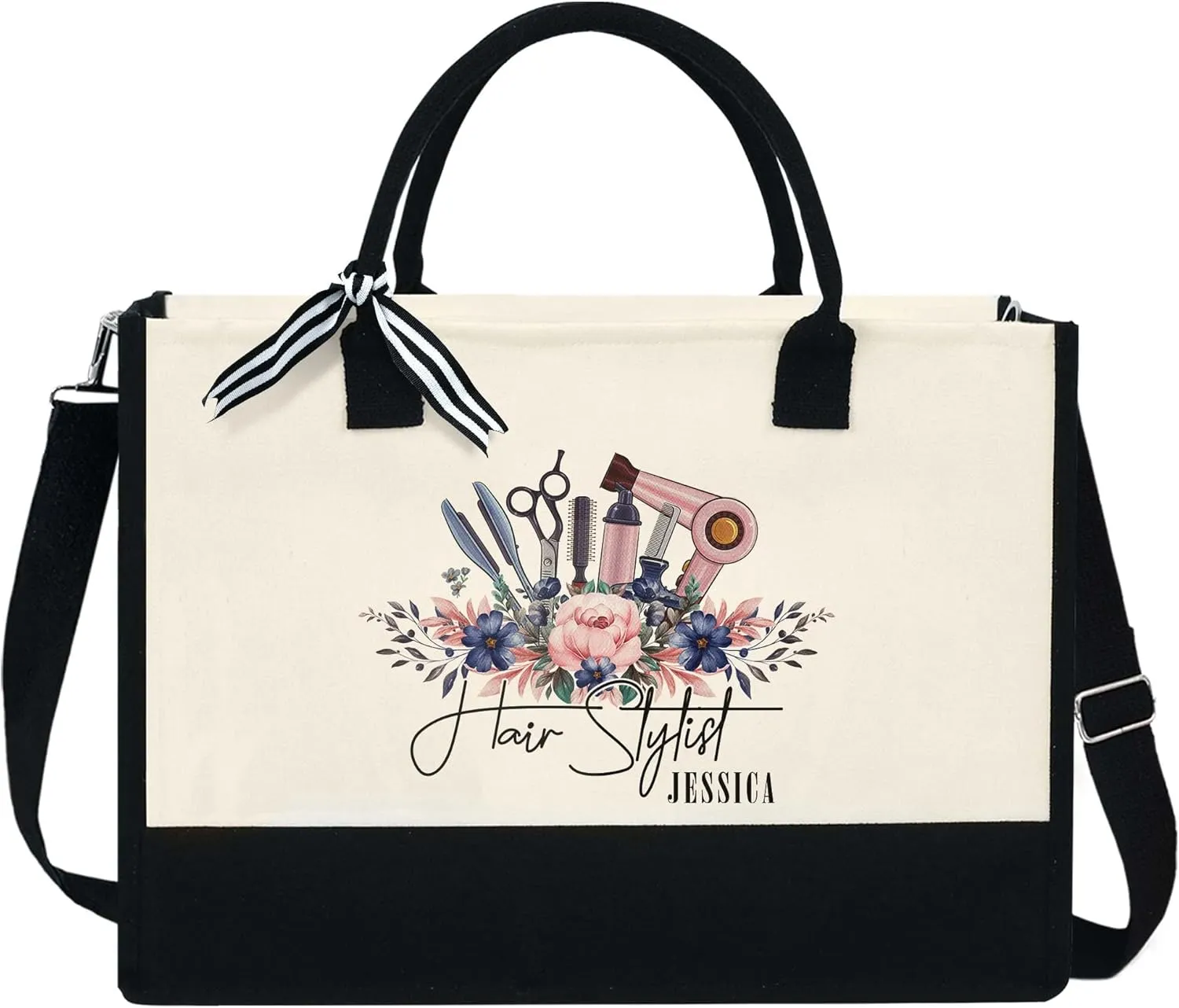 Personalized Hair Stylist Gift - Christmas, Birthday for Hairdressers, Women, Hairstylists, Beauticians - 13 oz Canvas Tote Bag With Zipper