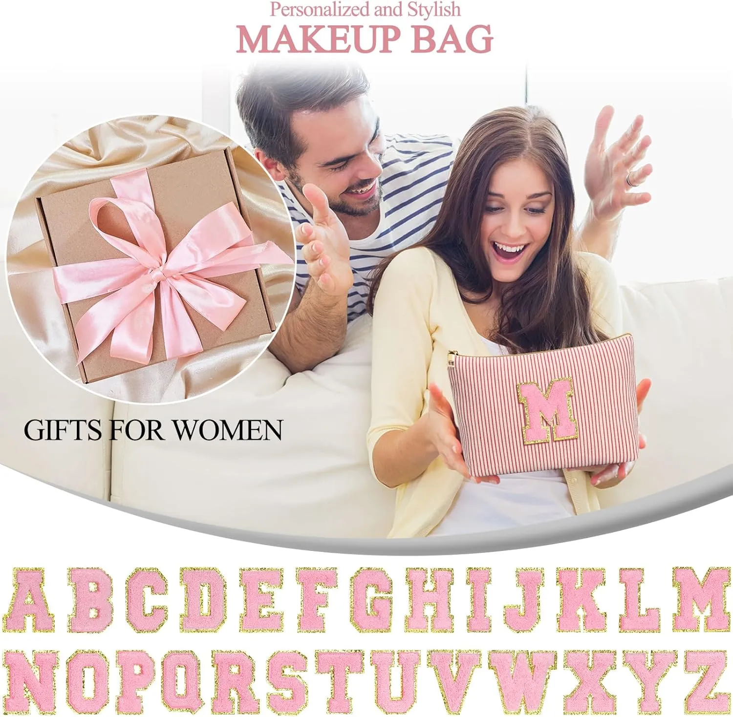 Personalized Initial Cute Pink Cosmetic Bag for Women, Graduation Gifts Makeup Pouch Organizer Bag for Girls 10-14, Travel Toiletry Bag for Her Mom Girlfriend Wife Teacher Birthday Gifts, Leopard A