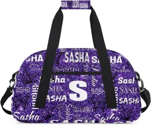Personalized Initials Duffel Bags for Women, Custom Sport Duffel Bag with Name, Butterfly Print Overnight Carry-On Bag Weekender Bags, Deep Purple Custom Gifts