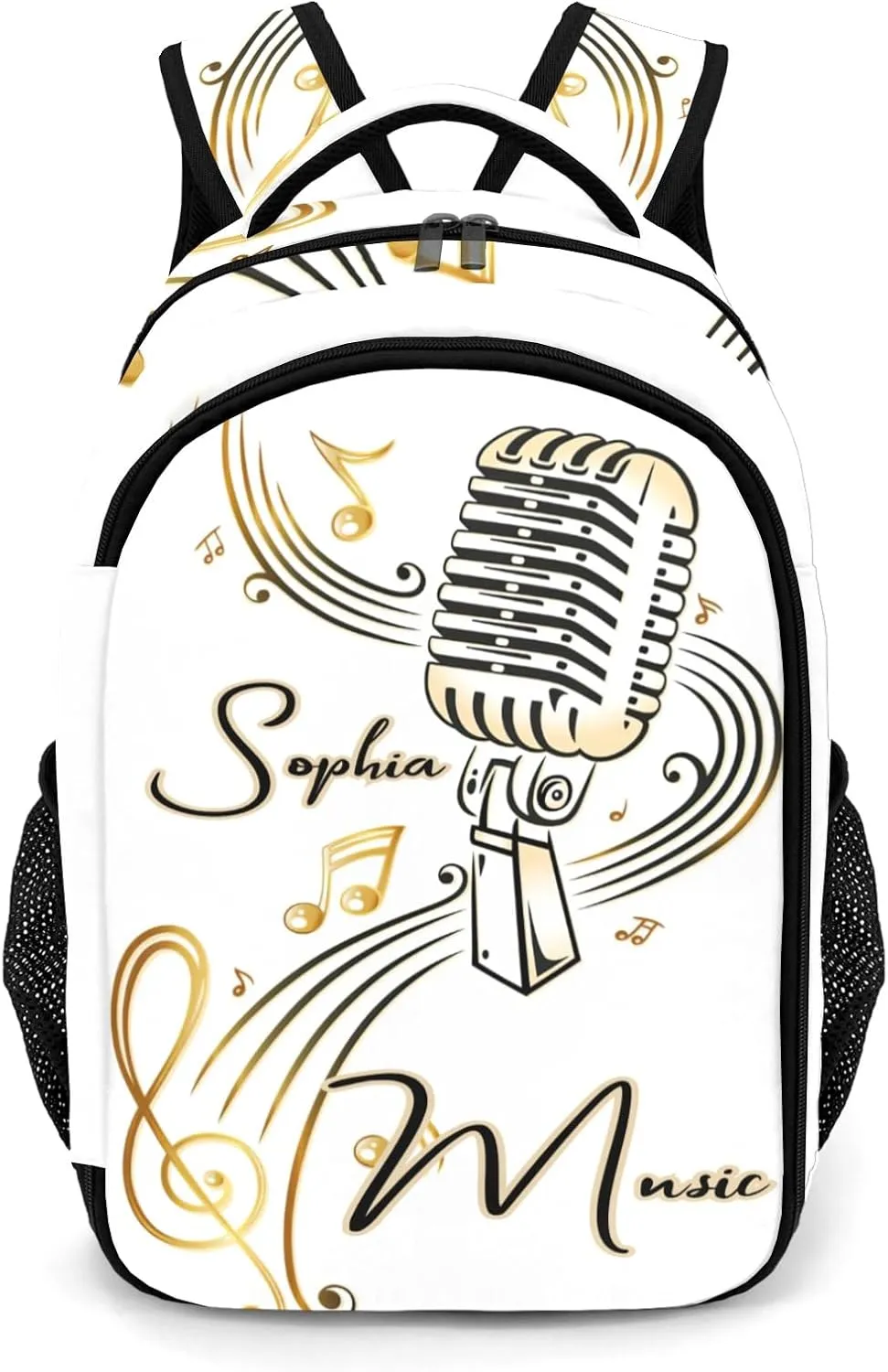 Personalized Microphone Song Music Backpack Multifunctional Waterproof Laptop Bag for Travel Gift