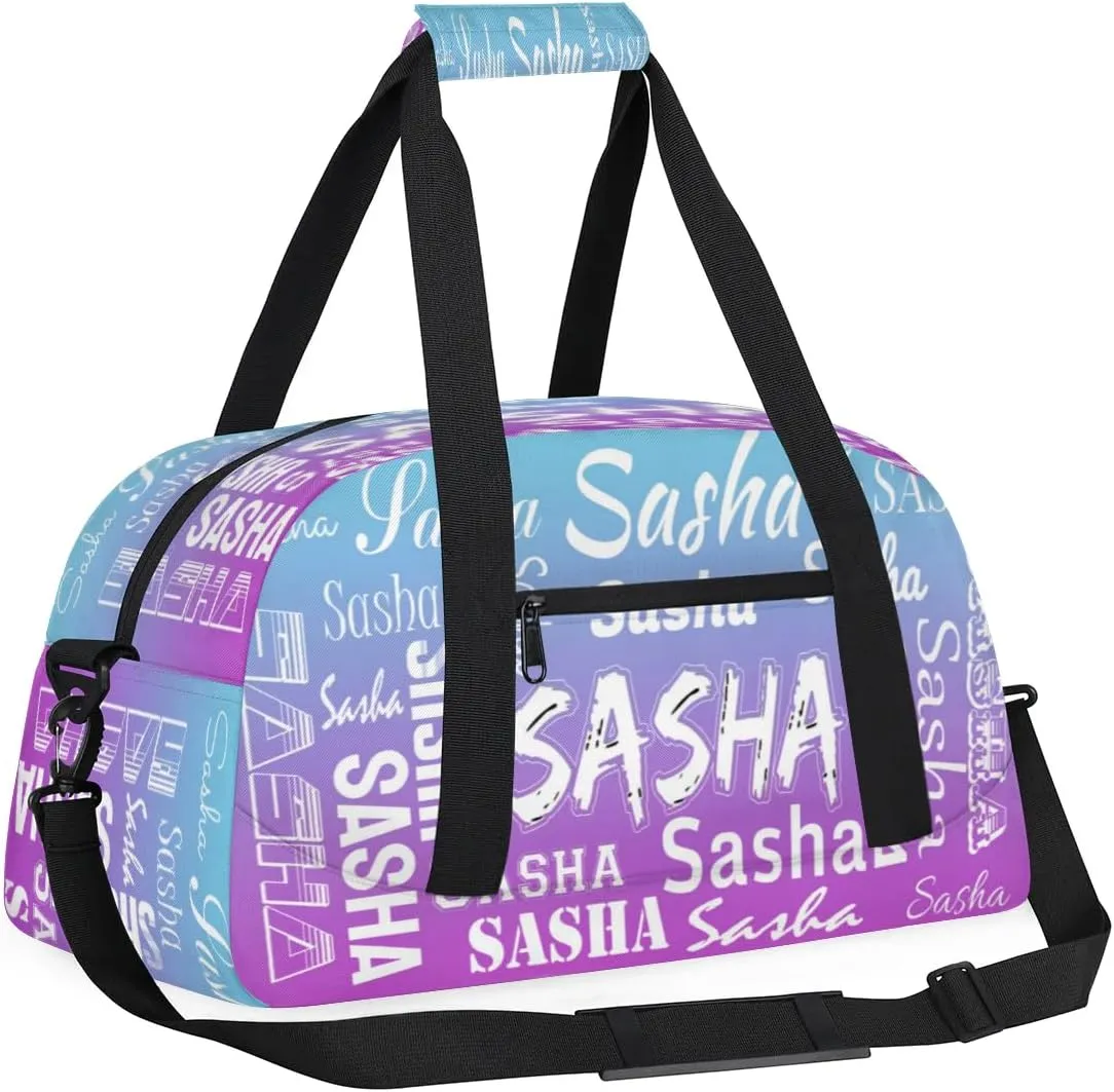 Personalized Name Dance Bag Cheer Gymnastics Bags, Custom Duffel Bag Cheer Bags, Custom Sport Duffel Gym Bags Blue Purple Gradient Travel Overnight Weekender Bags