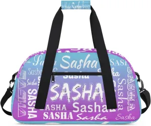 Personalized Name Dance Bag Cheer Gymnastics Bags, Custom Duffel Bag Cheer Bags, Custom Sport Duffel Gym Bags Blue Purple Gradient Travel Overnight Weekender Bags