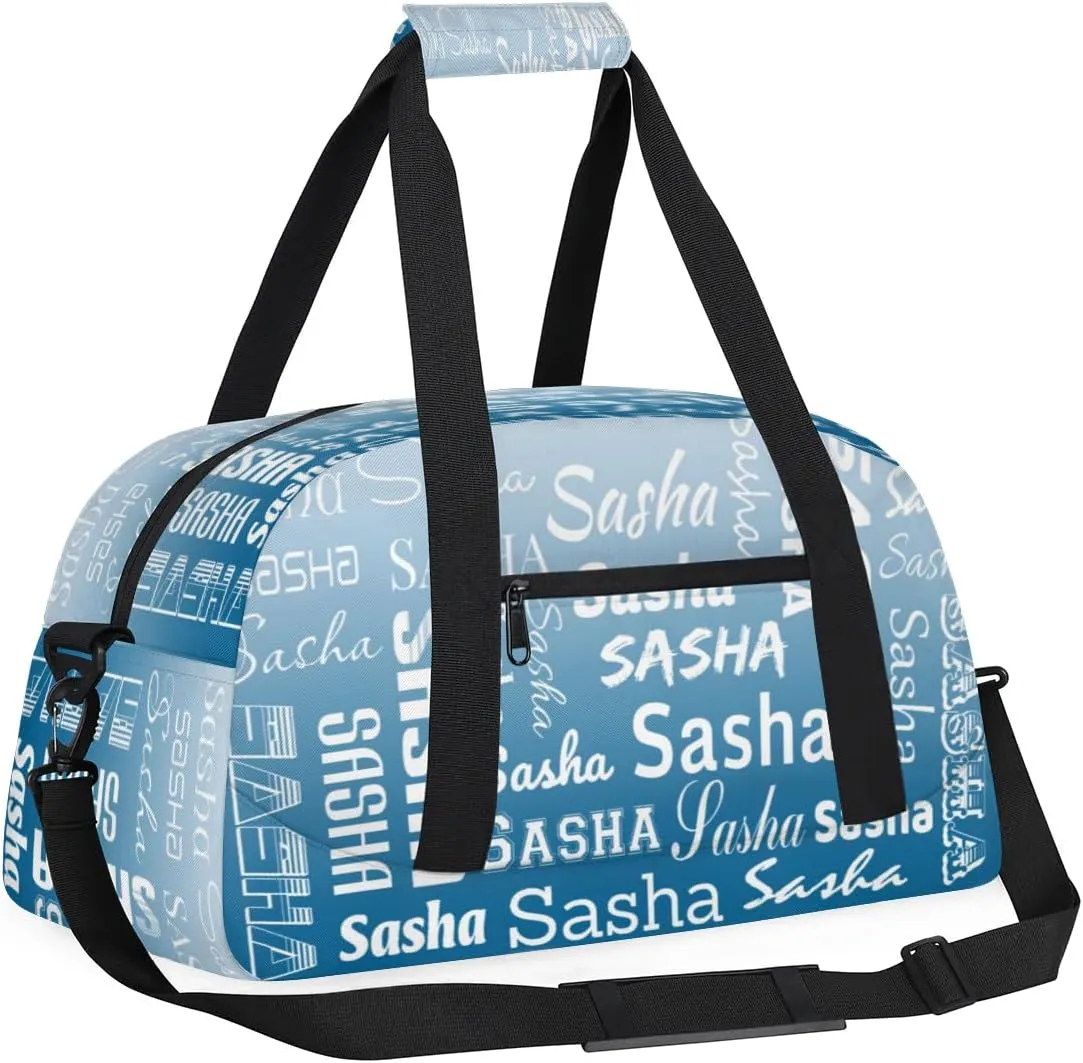 Personalized Name Dance Gymnastics Bags, Custom Duffel Bag Cheer Bags, Custom Sport Duffel Gym Bags Blue Gradient Travel Weekender Bags