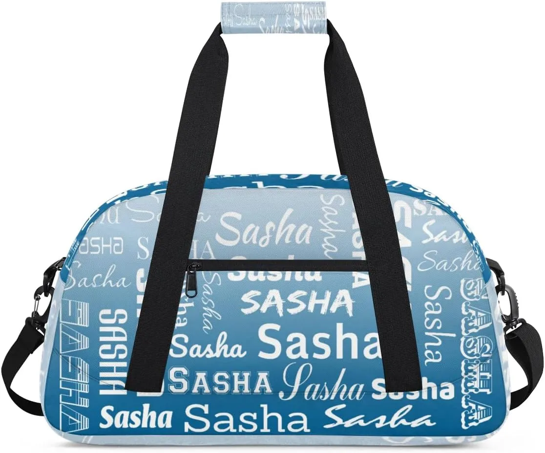 Personalized Name Dance Gymnastics Bags, Custom Duffel Bag Cheer Bags, Custom Sport Duffel Gym Bags Blue Gradient Travel Weekender Bags