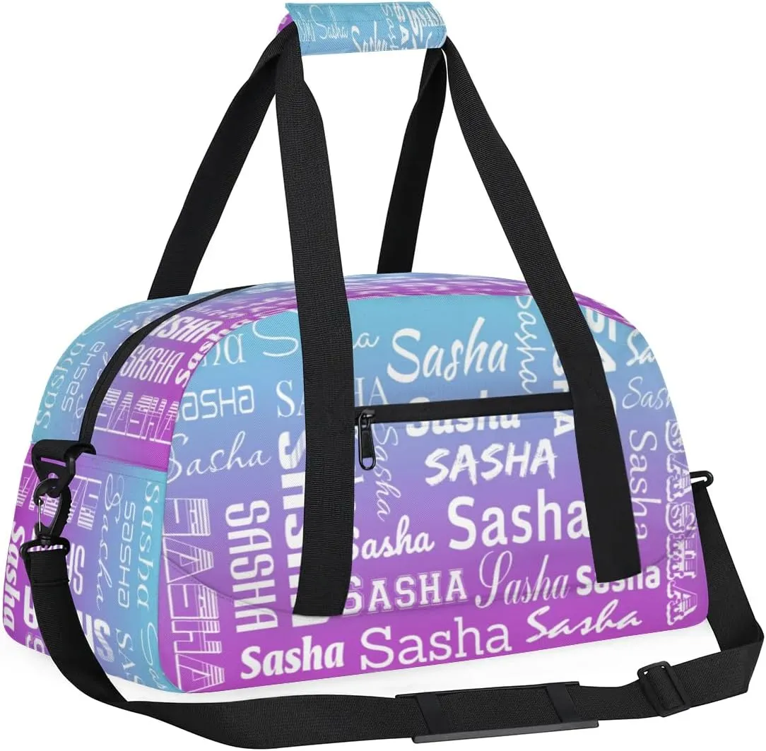 Personalized Name Dance Gymnastics Bags, Custom Duffel Bag Cheer Bags, Custom Sport Duffel Gym Bags Blue Purple Gradient Travel Weekender Bags