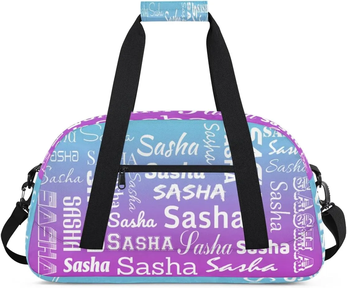 Personalized Name Dance Gymnastics Bags, Custom Duffel Bag Cheer Bags, Custom Sport Duffel Gym Bags Blue Purple Gradient Travel Weekender Bags