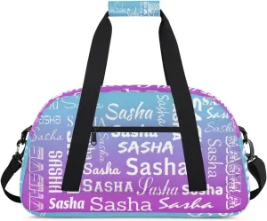 Personalized Name Dance Gymnastics Bags, Custom Duffel Bag Cheer Bags, Custom Sport Duffel Gym Bags Blue Purple Gradient Travel Weekender Bags