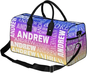 Personalized Name Duffel Bag Sports Gym Bag Dance Duffel Bags with Name Travel Overnight Carry-On Duffel Bag for Women Men, Blue Purple Yellow