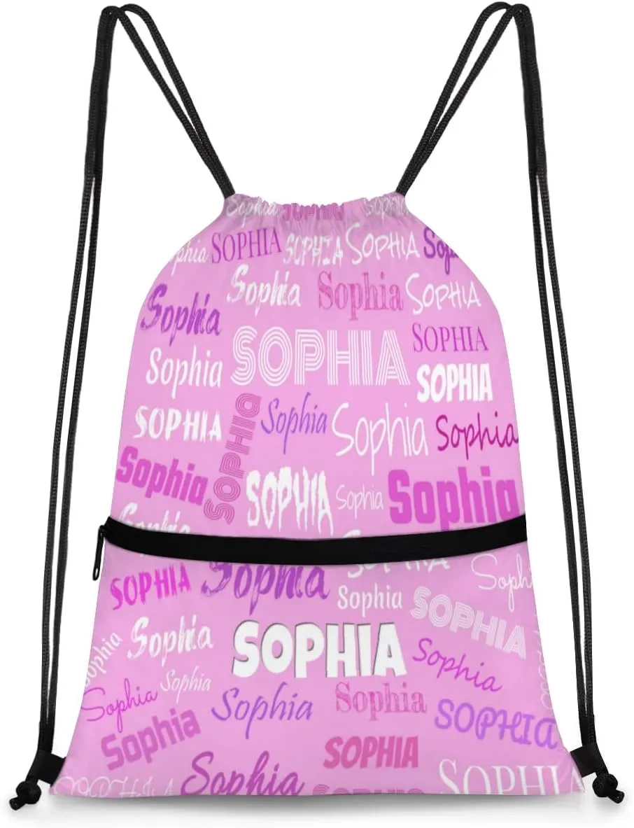 Personalized Name Pink Cheer Ballet Drawstring Bags For Cheerleaders Gymnastics Dance Sports Stuff Backpacks