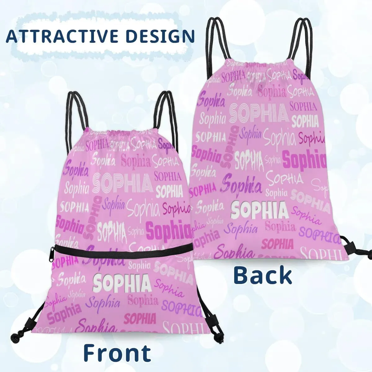 Personalized Name Pink Cheer Ballet Drawstring Bags For Cheerleaders Gymnastics Dance Sports Stuff Backpacks