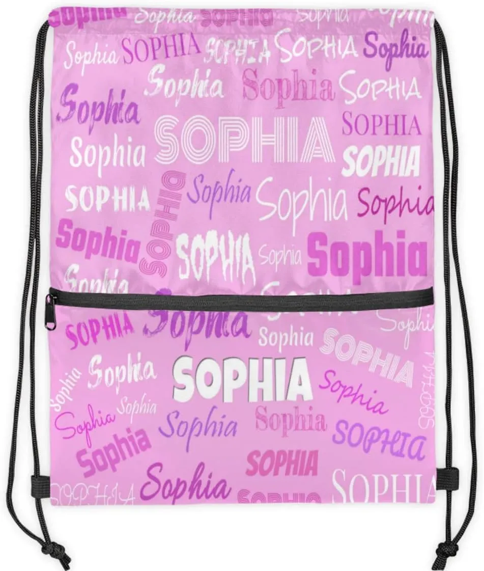 Personalized Name Pink Cheer Ballet Drawstring Bags For Cheerleaders Gymnastics Dance Sports Stuff Backpacks